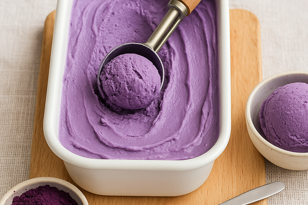Glace maison à l’Ube – Fraîche, onctueuse et naturellement violette
